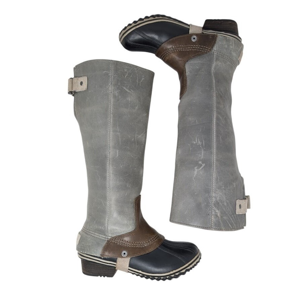 Sorel Slimpack Riding Tall Boots Shale Gray Women 6 5 Waterproof Insulated - Picture 5 of 10